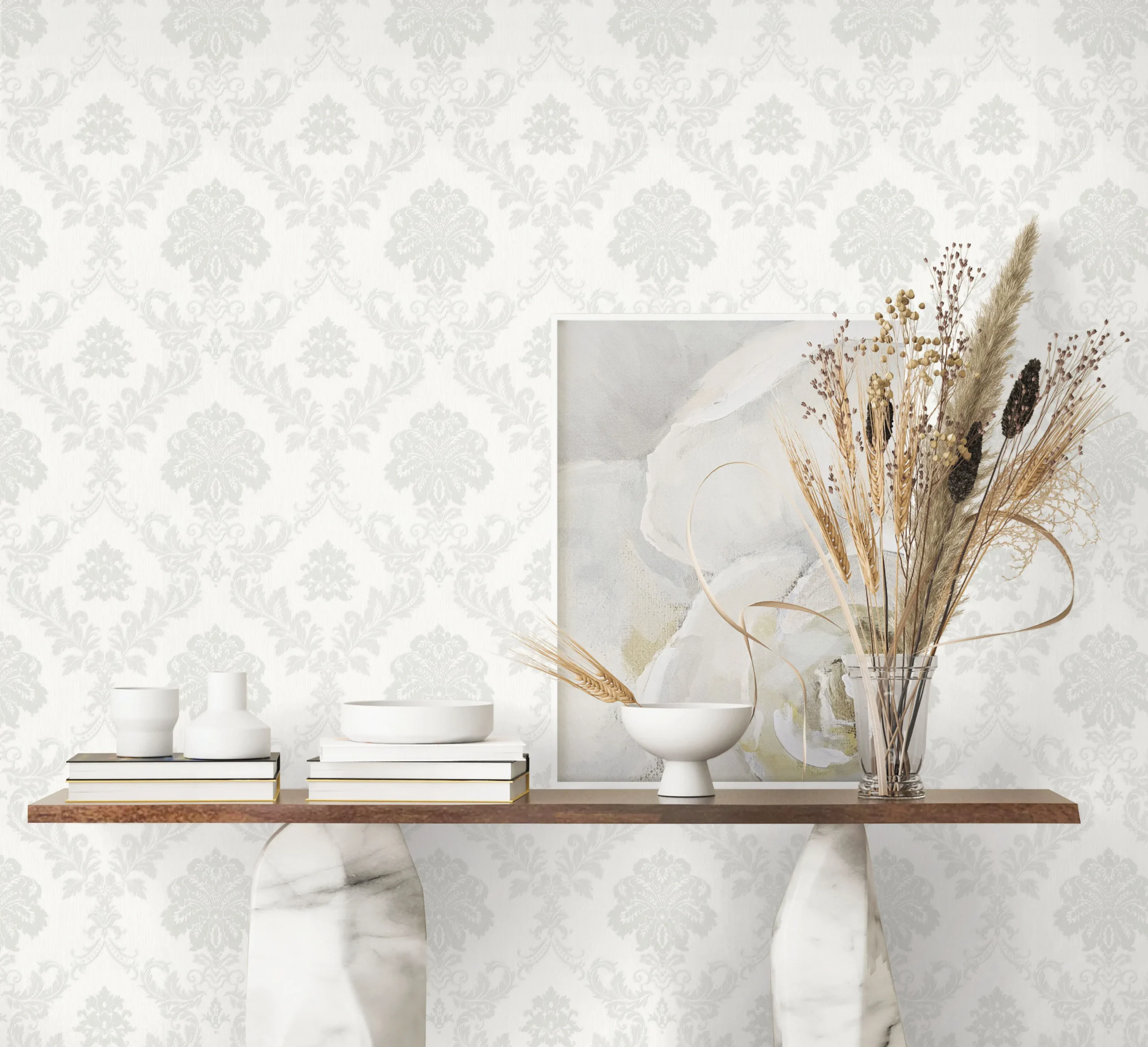 White Embossed Wallpaper – Natural Charm (24206-1)